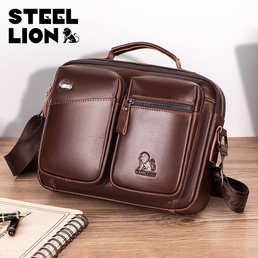 Leather Crossbody Bag Men Shoulder Large Capacity Multi-Function Hand Cross