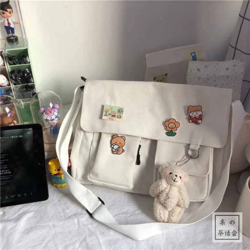 Canvas Crossbody Messenger Bag – Casual Shoulder Bag for Girls