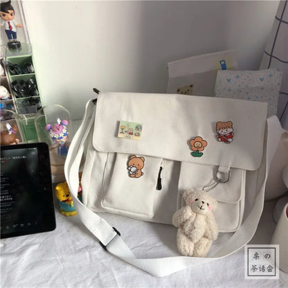 Canvas Crossbody Messenger Bag – Casual Shoulder Bag for Girls