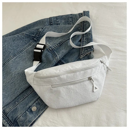 Lightweight Corduroy Fanny Pack Crossbody Bag Fashionable Retro Style Casual Chest Waist Fresh