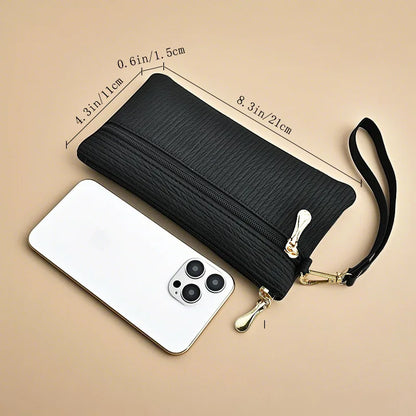 Women Zipper Bag Zero Purse Hand Rope Versatile Mobile Phone Storage Square Large Capacity