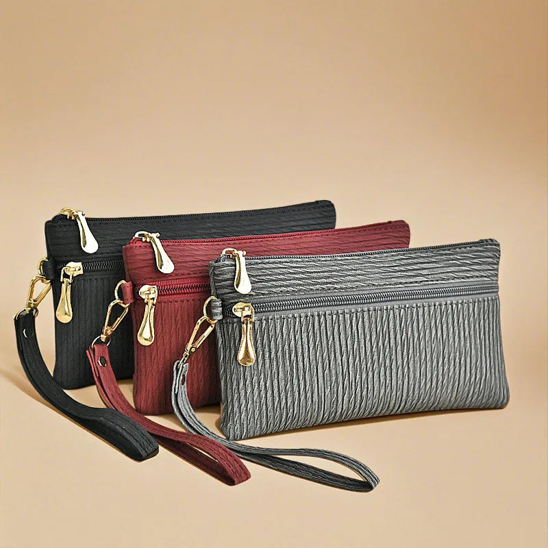 Women Zipper Bag Zero Purse Hand Rope Versatile Mobile Phone Storage Square Large Capacity