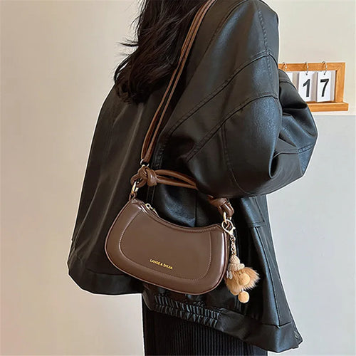 Crossbody Bag with Knot Handle & Gold Hardware – Women's Vintage Handbag