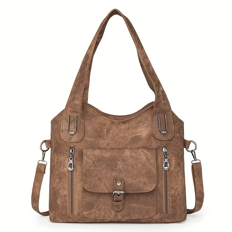 Retro Vegan Leather Women's Shoulder Tote Bag