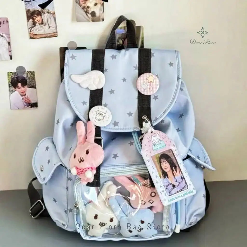 Skyblue Transparent Ita Backpack – Large Capacity DIY Rucksack
