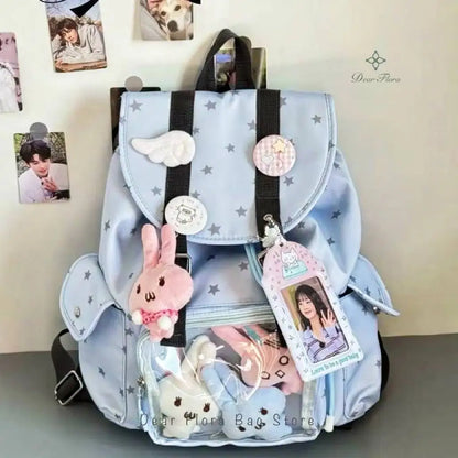 Skyblue Transparent Ita Backpack – Large Capacity DIY Rucksack