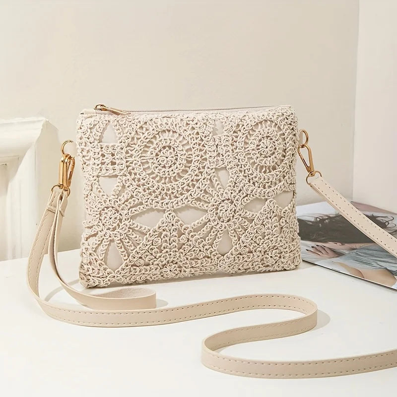 Crochet Crossbody Bag – Mini Hollow Weave Wrist & Shoulder Purse