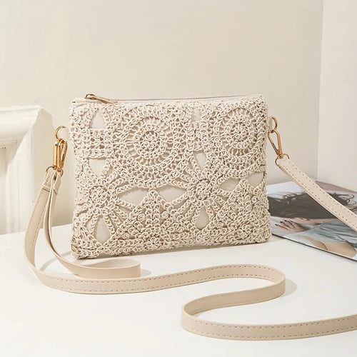 Crochet Crossbody Bag – Mini Hollow Weave Wrist & Shoulder Purse