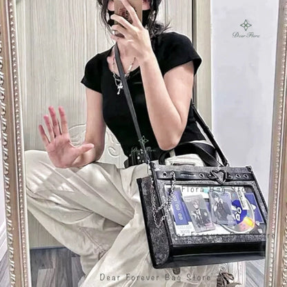 Denim Ita Bag Transparent Pocket DIY Crossbody – Y2K