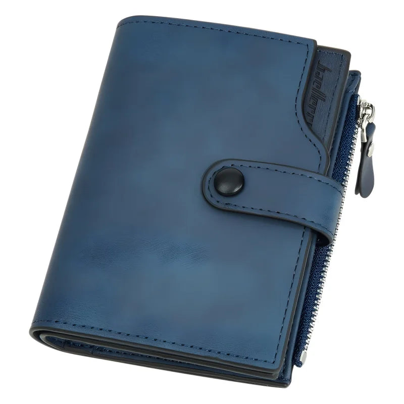 Minimalist Men Short Wallet RFID Secure Tri Fold Zip Coin Purse