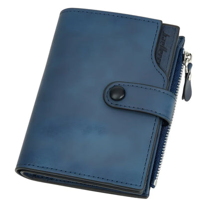 Minimalist Men Short Wallet RFID Secure Tri Fold Zip Coin Purse