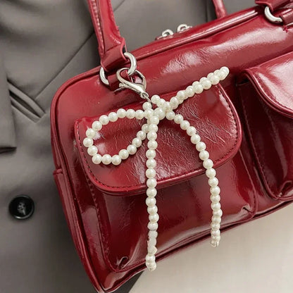 Solid Sewing Thread Glossy Pu Shoulder Bags Versatile Hand Women Bolsas Femininas