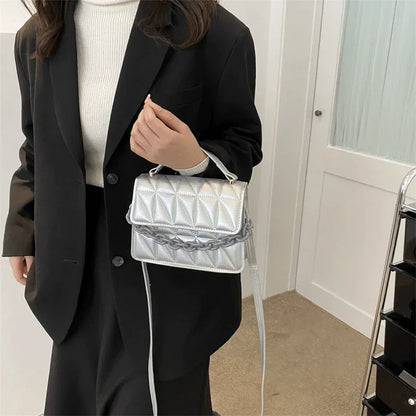 Quilted Crossbody Bag Women's Mini Handbag with Chain Strap