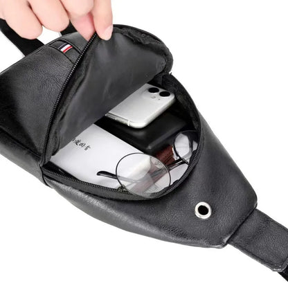 Men's PU Leather Sling Bag – Retro Crossbody Chest Bag