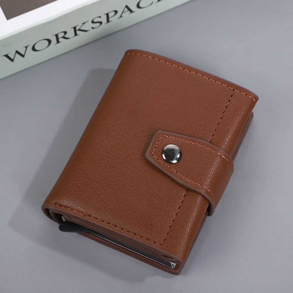 Homefish Rfid Blocking Pu Leather Slim Card Wallet Hasp Closure Mini Credit Holder Men Male Daily