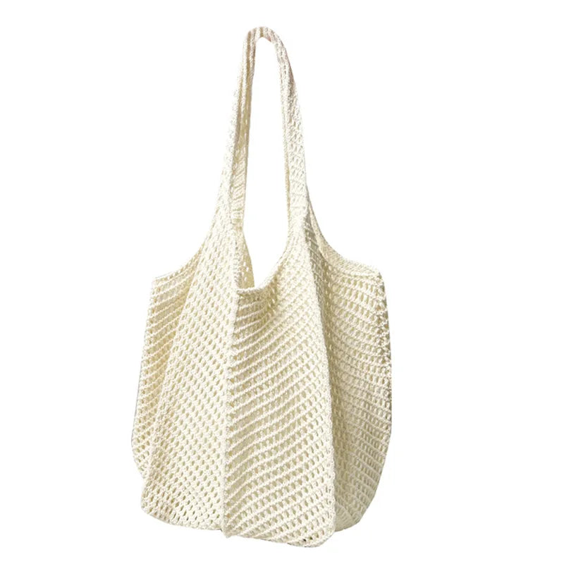Crochet Woven Tote Bag – Lightweight Women's Beach Shoulder Handbag