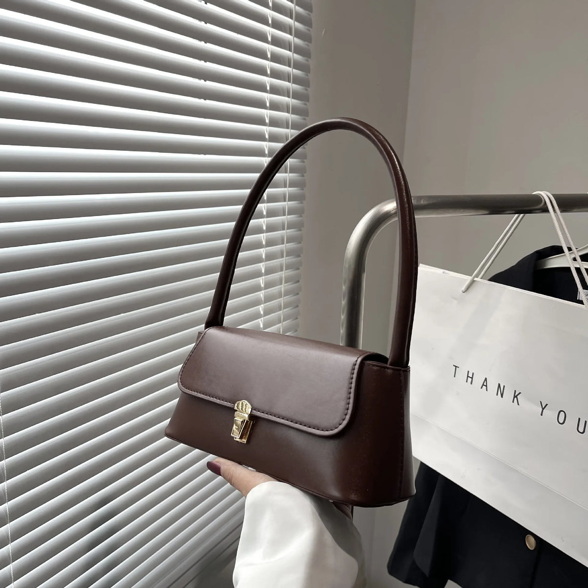 Women's Retro Baguette Shoulder Bag – Minimalist Underarm Handbag