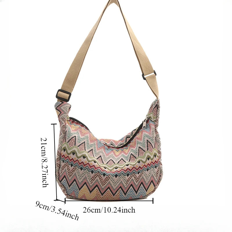 Boho Embroidered Shoulder Bag – Large Capacity Women's Tote