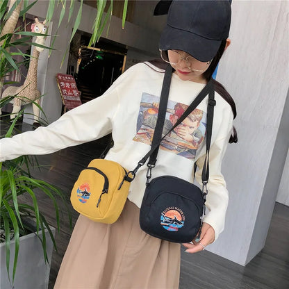 Cartoon Print Canvas Crossbody Bag – Harajuku Square Shoulder Bag