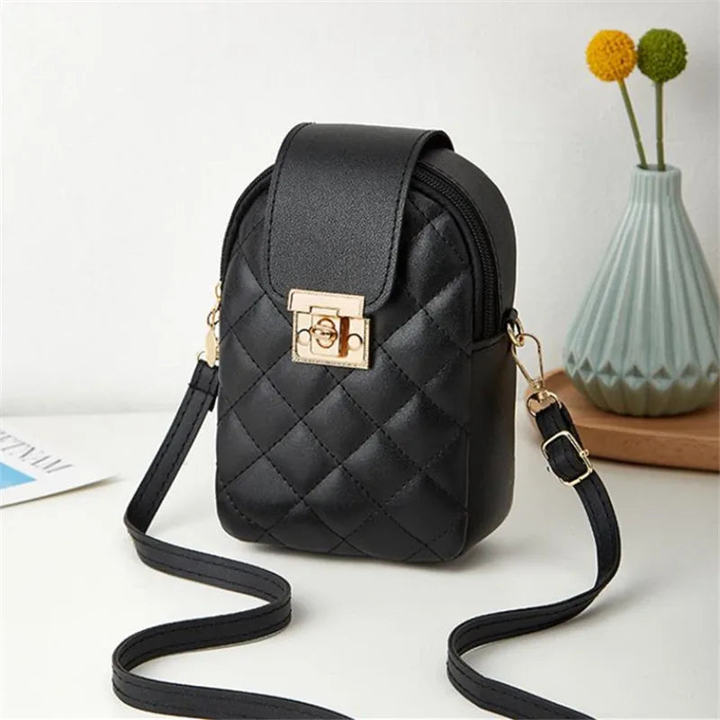 Mini Quilted Small Bag Women Crossbody Phone Bag Lock Design