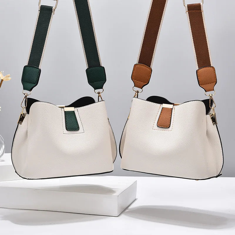 Bucket Bag – Soft Minimalist Shoulder Bag with Contrast Strap
