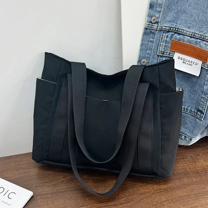 Chic Large Capacity Tote Bag Women Lightweight Durable Oxford Fabric Handbag Shoulder Bag
