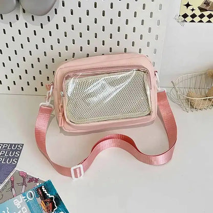 Mini Ita Crossbody Bag – Transparent Pocket Small Shoulder Bag for Badge Display