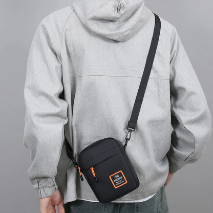 Men S Lightweight Nylon Crossbody Bag Multiple Compartments Zipper Square Adjustable Strap Daily Use