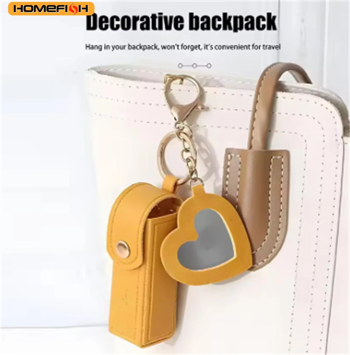 Homefish Multi-Color Portable Lipstick Bag Mini Heart Shaped Design Mirror