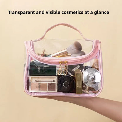 Clear Makeup Bag with Top Handle – Waterproof Travel Toiletry Organizer