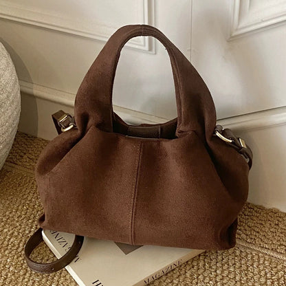 French Cloud Dumpling Bags Brand Design Frosted Handbag Lunch Box Bag Retro Magnetic Clasp Shoulder
