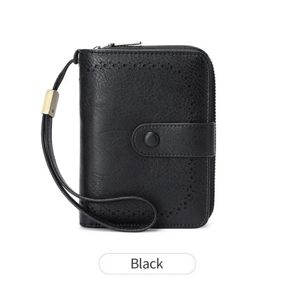 Rfid Anti-Theft Brush Ladies Purse Oil Wax Leather Organ Card Bag European American Retro