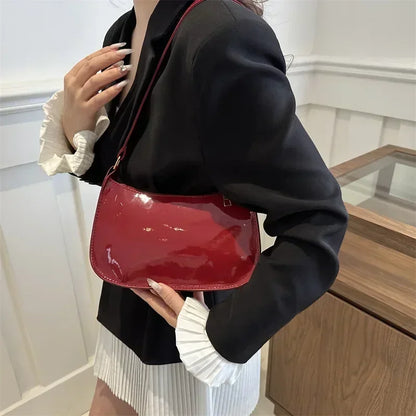 Women S Patent Leather Handbag Versatile Shoulder Casual Commuting Bags Girl Brand Designer Zipper
