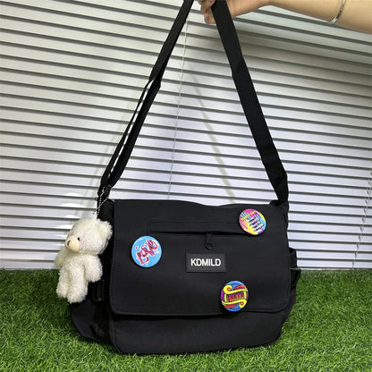 Waterproof Oxford Crossbody Messenger Bag with Badge