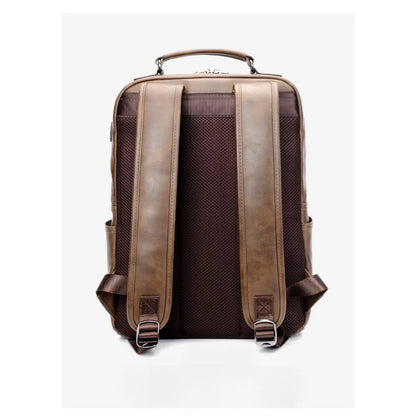 14-Inch Computer Bag Pu Leather Men S Travel Backpack Double Shoulder Straps
