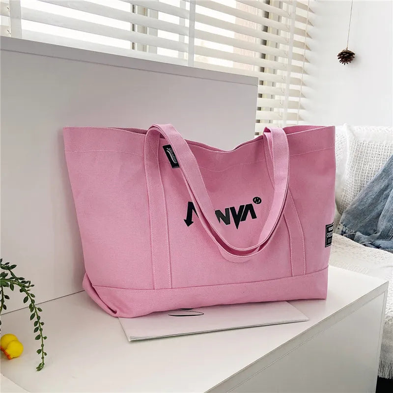 Large Canvas Tote Bag – Lightweight Casual Shopper for Students & Commuters