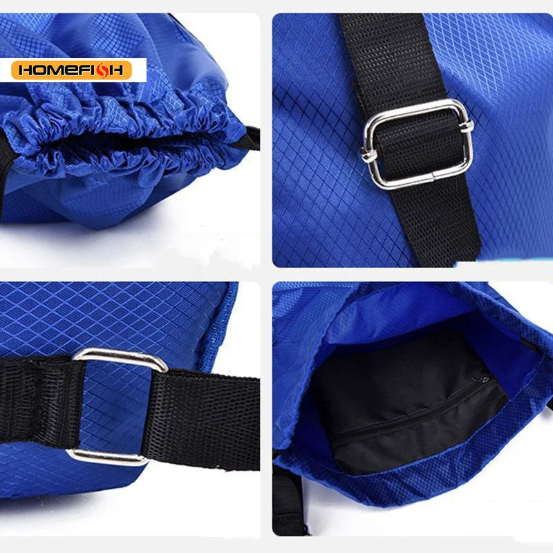 Homefish Sports Drawstring Backpack Large Capacity Sackpack Gym Swim Beach Basketball Bag Fitness