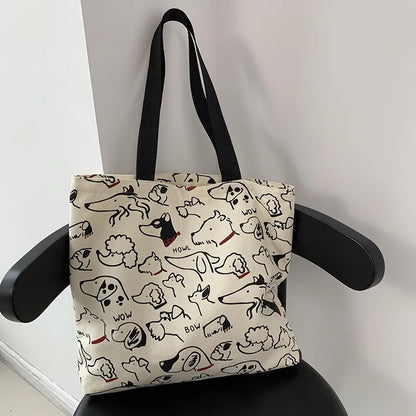 Cute Animal Print Canvas Tote Shoulder Bag