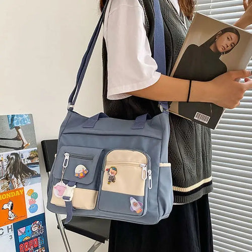 Crossbody Messenger Bag for Women – Waterproof Canvas School Bag
