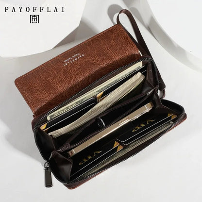 Homefish Men S Pu Zipper Handbag Large Capacity Long Wallet Clutch Bag Phone Multi Card Holder Coin