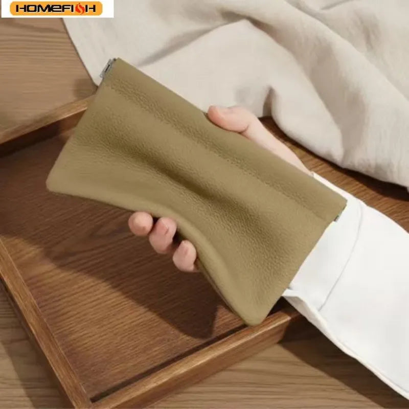 Homefish Storage Bag Pu Leather Long Wallet Passport Driver S License Document Holder Data Cable
