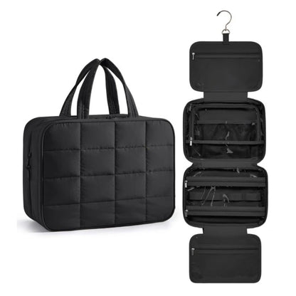 Foldable Plaid Makeup Bag Women Travel Organizer Hanging Toiletry Cosmetic Waterproof Make Up Beauty