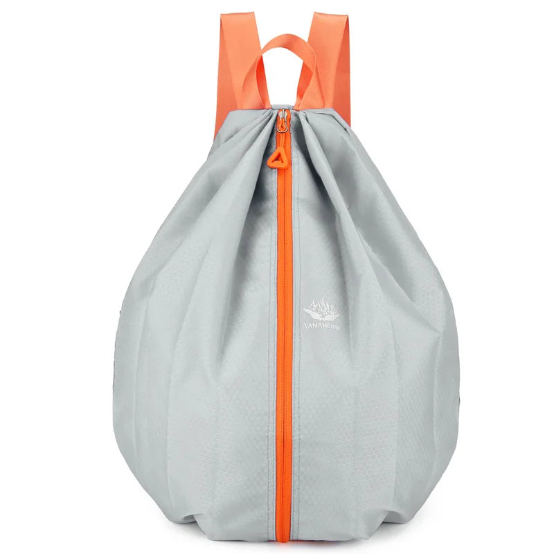 Folding Shoulder Sports Backpack Middle Zipper Outdoor Travel Portable Anti-Spill