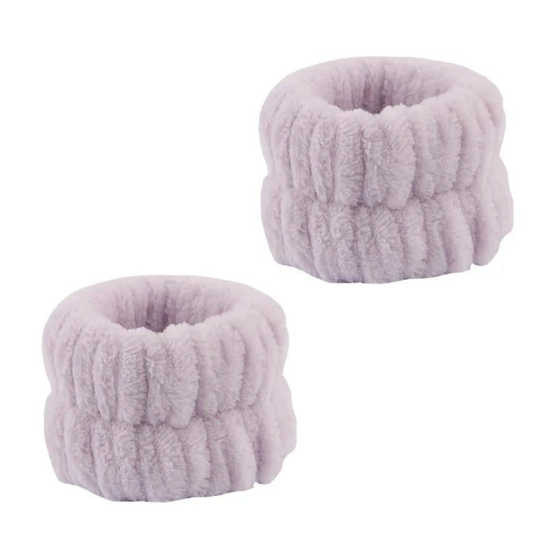 Coral Fleece Spa Headband & Wristband Skincare Set