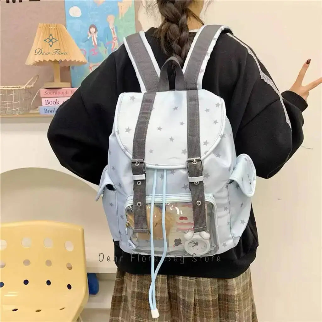 Skyblue Transparent Ita Backpack – Large Capacity DIY Rucksack
