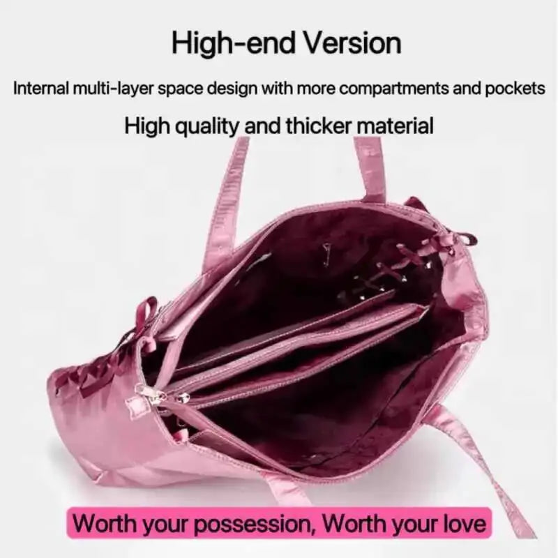Japanese Sweet Women Ribbon Ita Bag Cute Lolita Girl Transparent Handbags Large Capacity Tote