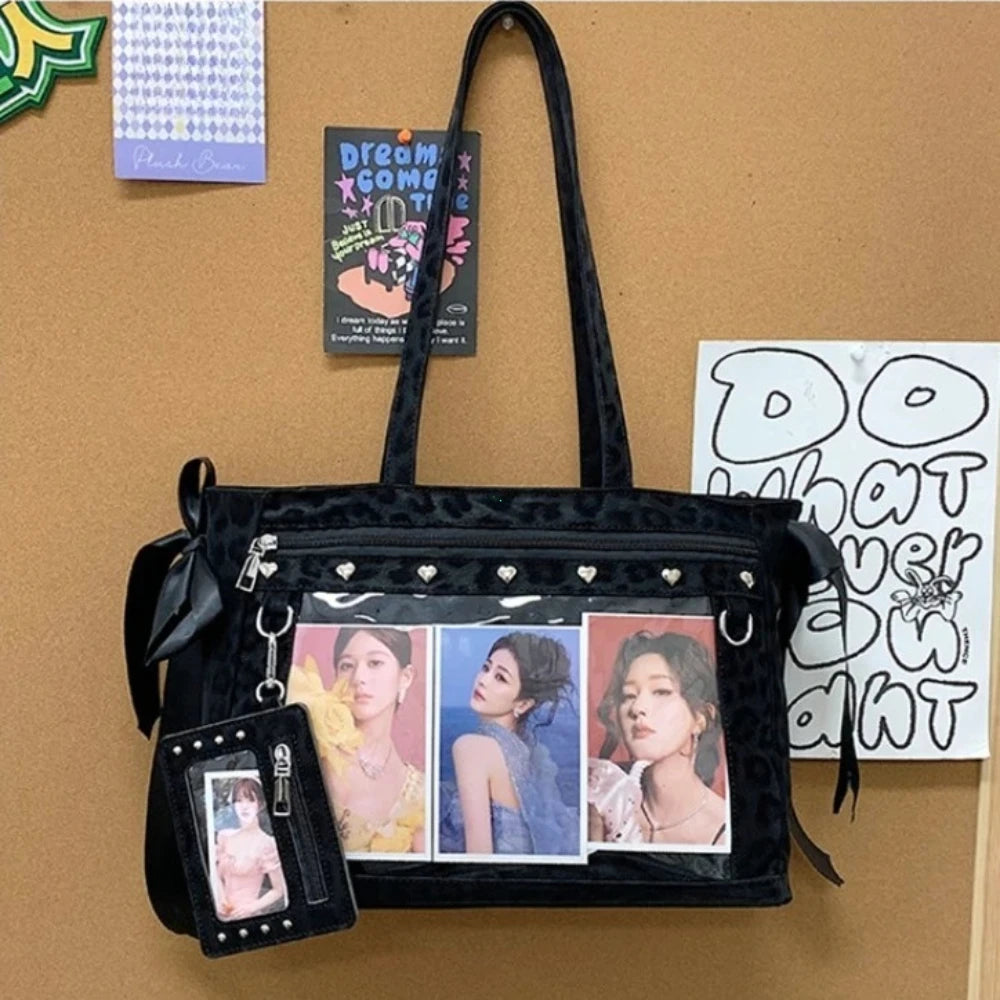 Bow Rivet Bolsos Mujer Underarm Transparent Ita Bag Shoulder Bags Woman Square Sac Femme Teenage