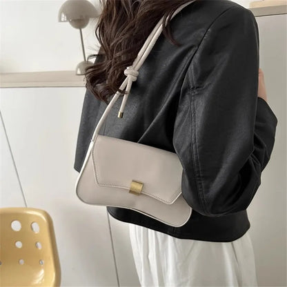 Stylish Versatile Shoulder Underarm Bag Simple Metal Buckle Handbag Messengerbag