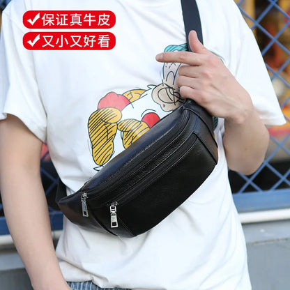 Men S Body Crossbody Bag Head Layer Cowhine Commuting Mobile Phone Storage Large Capacity Chest