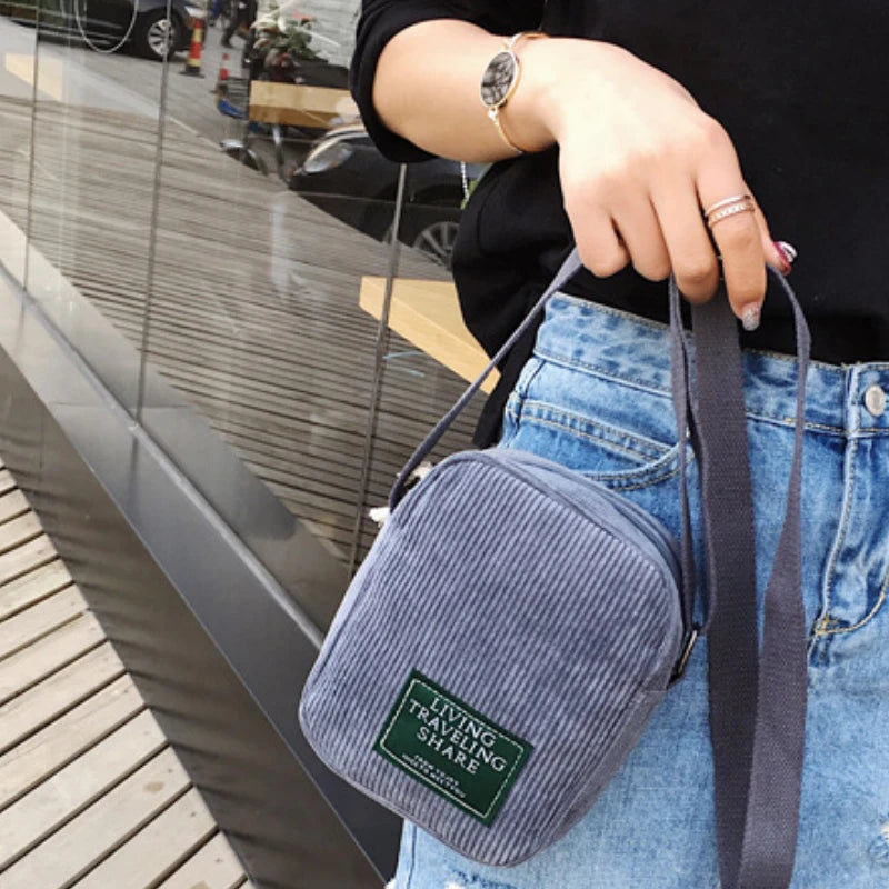 Corduroy Crossbody Bag for Women – Mini Phone Shoulder Bag